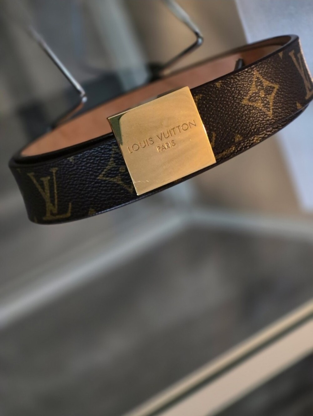 Louis Vuitton Brown Monogram Canvas Belt with Gold Plate Buckle-Size  85 cm